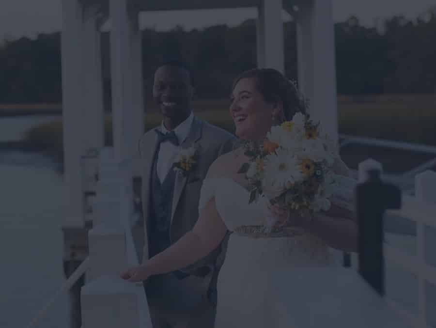 A couple on their wedding day